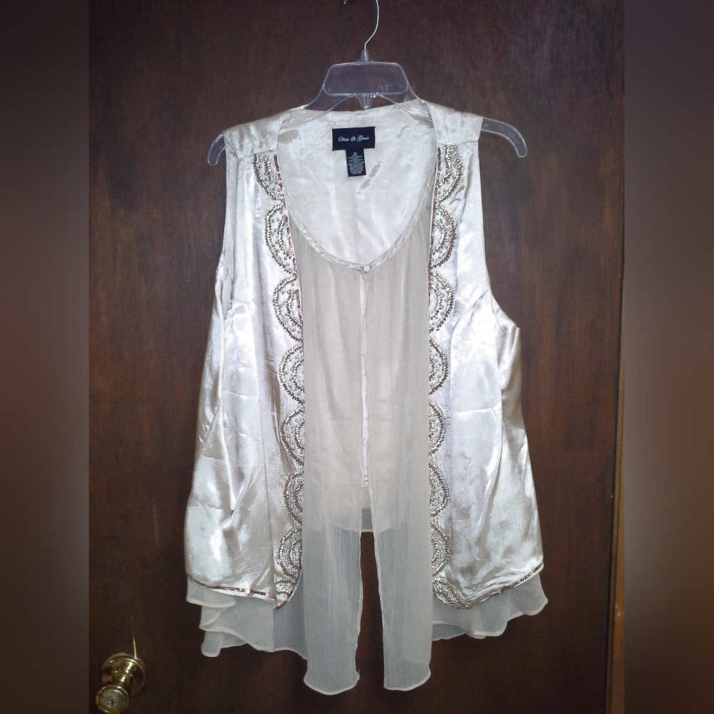 Chic Sheer Champagne Vest with Beading